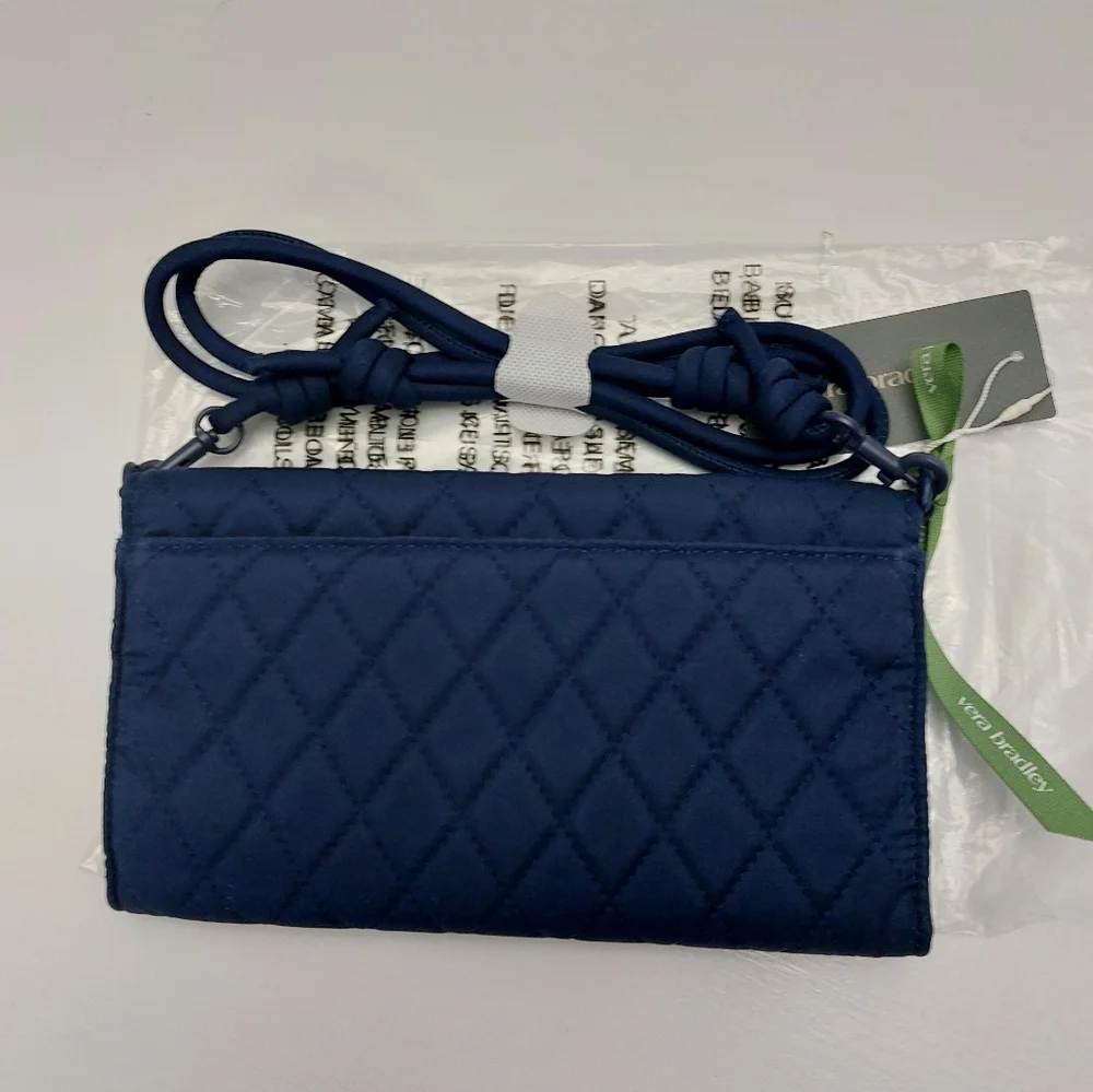 SALE Vera Bradley Wildwood Wallet Premium Cotton Peacoat Navy NWT - Picture 3 of 4